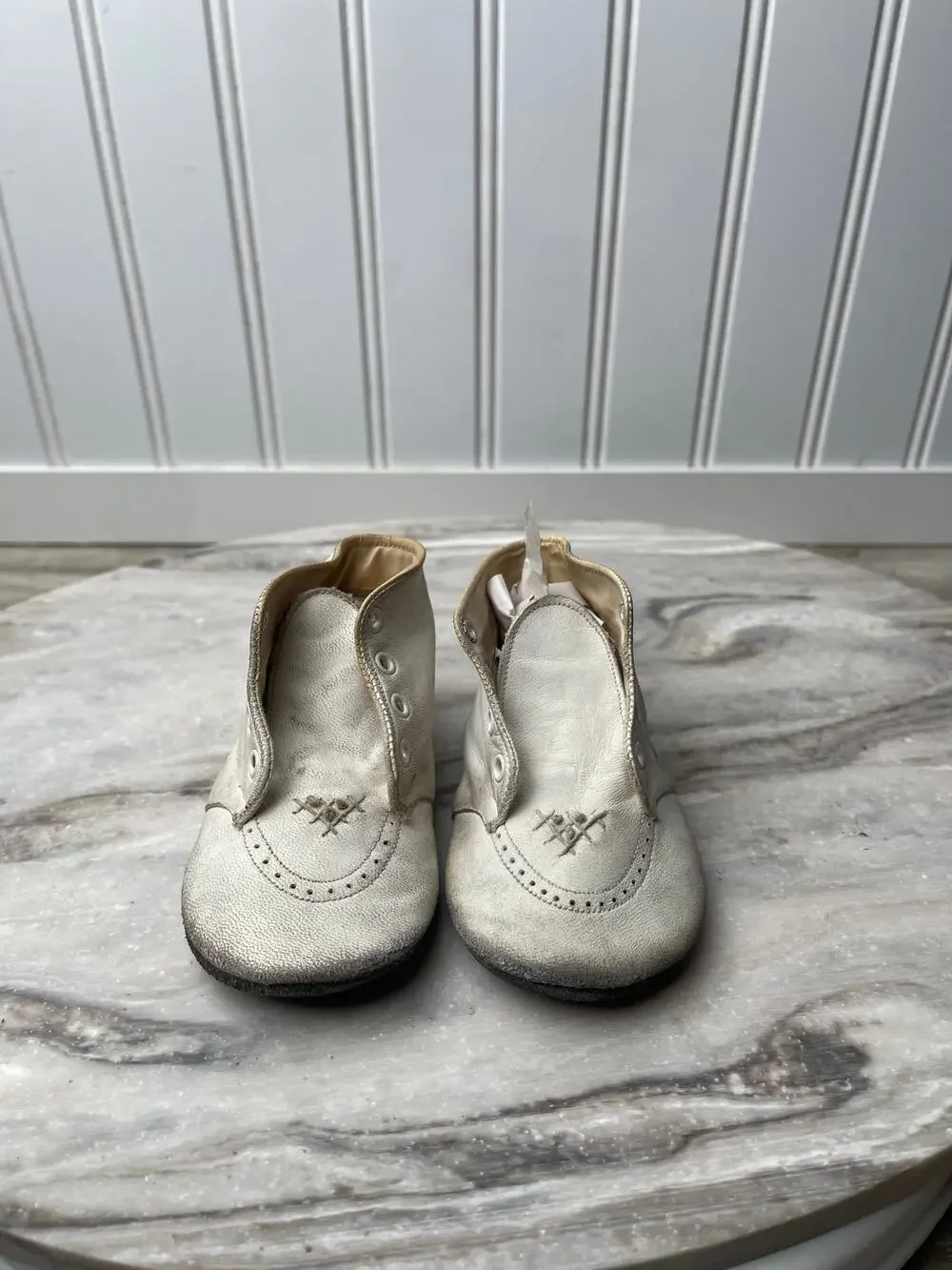 Shoes Baby Mrs. Day’s Ideal  White Leather High Top Walker Last 66 1950s Vintage